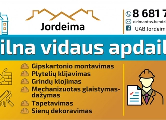 Profesionalus glaistymas ir vidaus apdaila